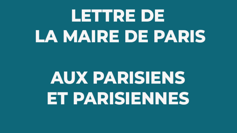 Lettre de la Maire de Paris aux Parisien-ne-s